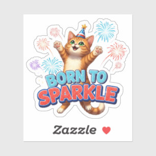 Pegatina Nacido en Sparkle - Gato patriótico
