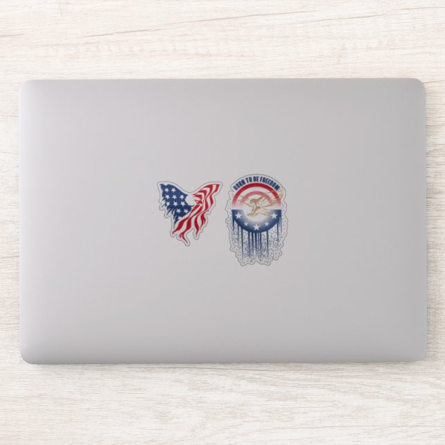 Pegatina Nacido para ser libre Águila Patriótica | 4" x 4" (Ordenador)