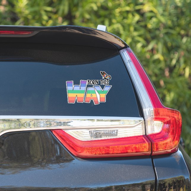 Pegatina Nació así como el arcoiris (Lado del coche)