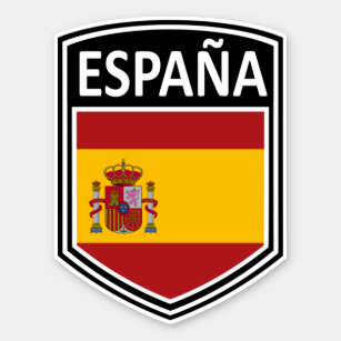 Pegatina Bandera España Ondeante Plastificada Color Rojo/Amarillo Tamano  5.5x7.5cm
