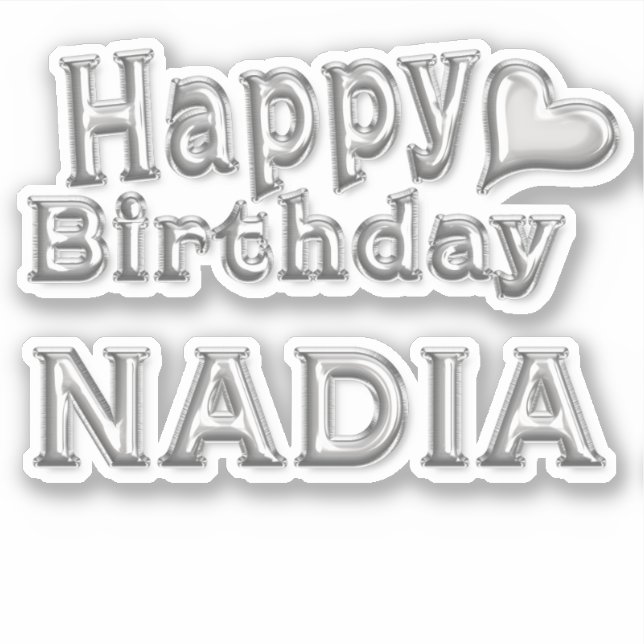 Pegatina Nadia Happy Birthday silver Aufkleber Sticker (Anverso)