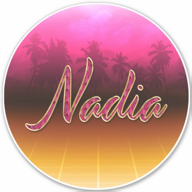 Pegatina Nadia Vorname Name golden pink Aufkleber Sticker (Anverso)