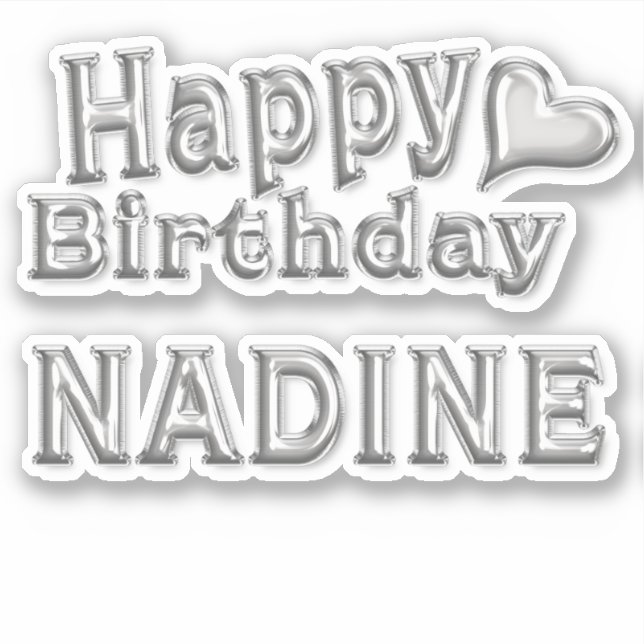 Pegatina Nadine Happy Birthday silver Aufkleber Sticker (Anverso)