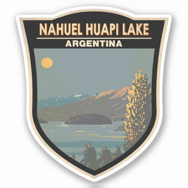 Pegatina Nahuel Huapi Lake Argentina Viaje Art Vintage (Anverso)