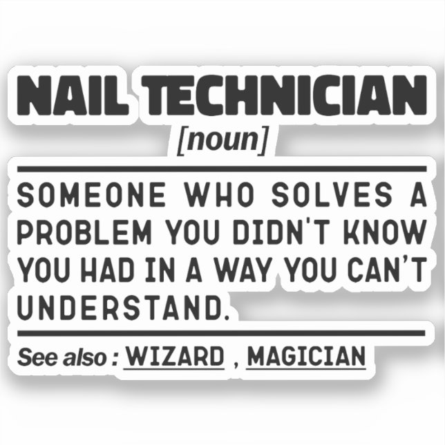 Pegatina Nail Technician Noun Makeup Artsit Apreciación (Anverso)
