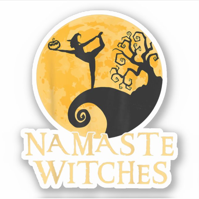 Pegatina Namaste Witches Shirt - Halloween Yoga T-shirt (Anverso)