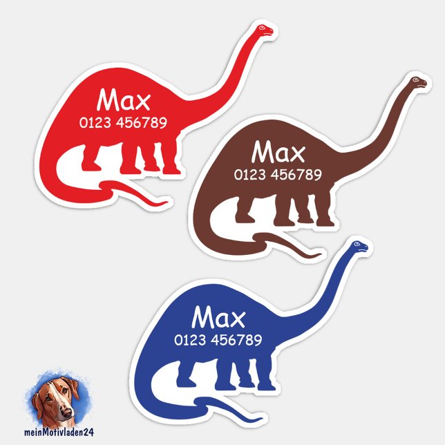 Pegatina Namensaufkleber Langhals Dino 2 | Form - Aufkleber (Konturgeschnittener Namensaufkleber für Kinder - Langhals Dino - personalisierbar )