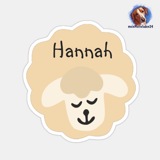 Pegatina Namensaufkleber Schäfchen - beige | 9 Form -  (Konturgeschnittener Namensaufkleber für Kinder - Schaf - personalisierbar mit Name oder Wunschtext)