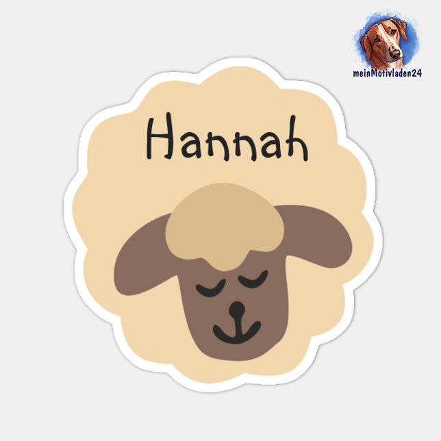 Pegatina Namensaufkleber Schäfchen - beige braun | 9 Form - (Konturgeschnittener Namensaufkleber für Kinder - Schaf - personalisierbar mit Name oder Wunschtext)