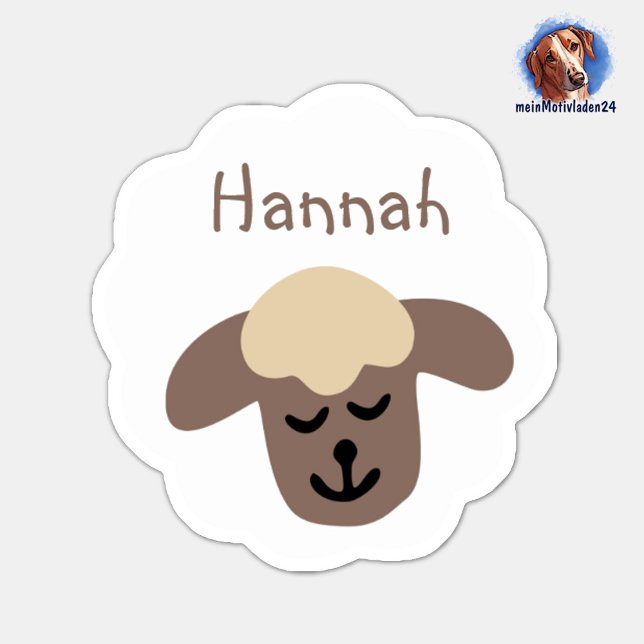 Pegatina Namensaufkleber Schäfchen - weiß braun | 9 Form - (Konturgeschnittener Namensaufkleber für Kinder - Schaf - personalisierbar mit Name oder Wunschtext)