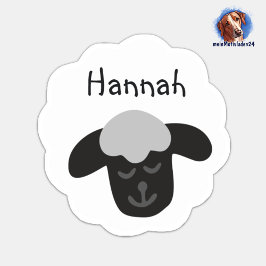Pegatina Namensaufkleber Schäfchen - weiß schwarz| 9 Form -