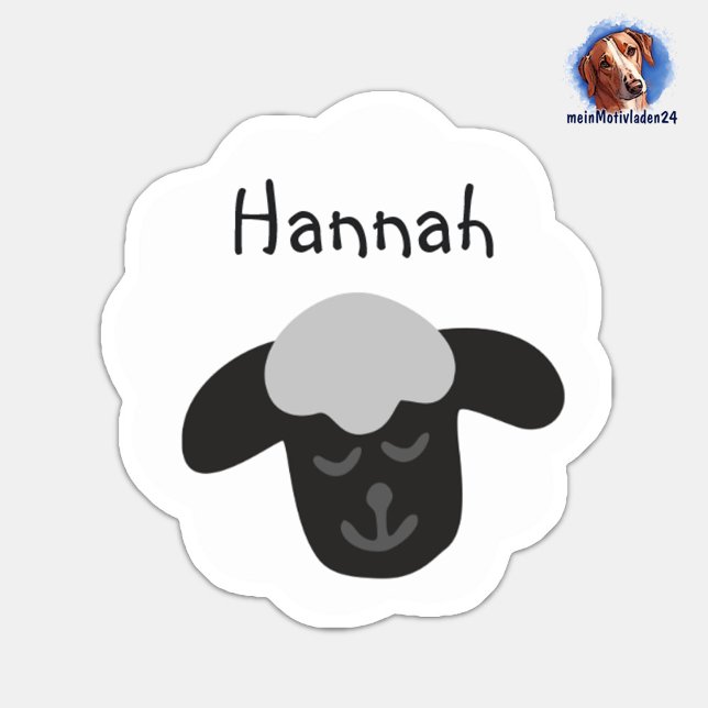Pegatina Namensaufkleber Schäfchen - weiß schwarz| 9 Form - (Konturgeschnittener Namensaufkleber für Kinder - Schaf - personalisierbar mit Name oder Wunschtext)