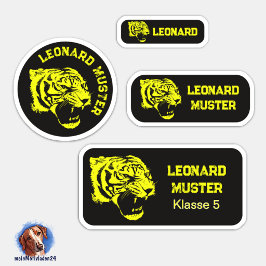 Pegatina Namensaufkleber - Set Tiger - gelb schwarz - 24