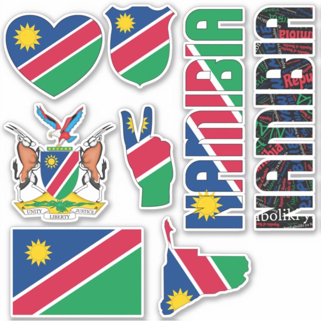 Pegatina Namibia asombrosa forma símbolos nacionales (Anverso)