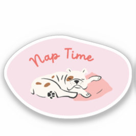 Pegatina "Nap Time" bulldog durmiente ligero retro rosa
