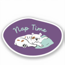 "Nap Time" bulldog durmiente morado y aqua