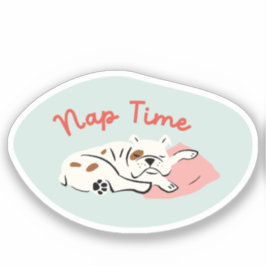 Pegatina "Nap Time" bulldog durmiente retro verde menta