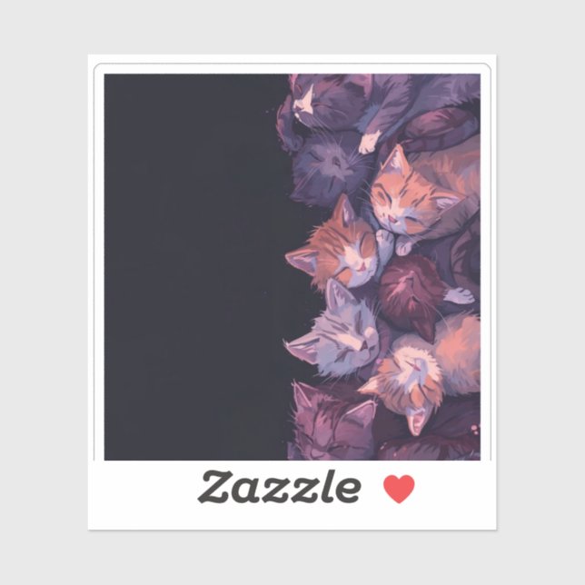 Pegatina Napa de gato ensueño - Ilustracion gatito delicios (Hoja)