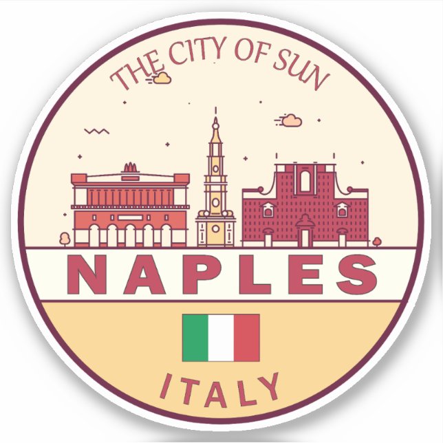 Pegatina Nápoles Italia City Skyline Emblem (Anverso)