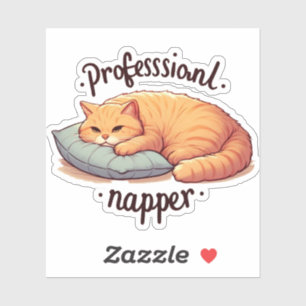 Pegatina Napper Profesional Cat Vinyl Funny Lazy Ginger