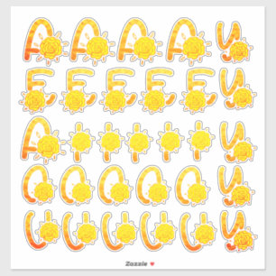 Pegatina Naranja amarillo purpurina Vocas de monograma flor