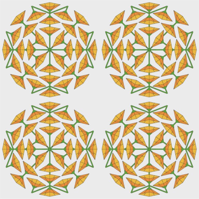 Pegatina Naranja amarillo y Naranja Flores de espejo amaril (Anverso)