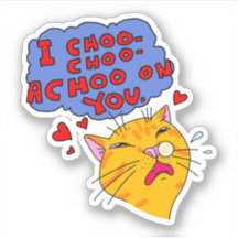 Naranja Cat Estornudando con amor Textos