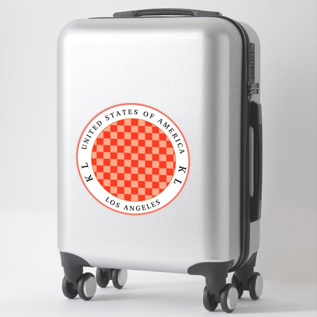Pegatina Naranja Checkerboard para vacaciones (Maleta)