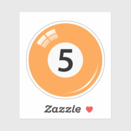 Pegatina Naranja de la bola de billar número cinco (5)
