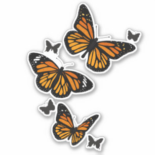 Pegatina Naranja de la cosecha: las mariposas monarca en el