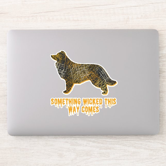 Pegatina Naranja divertida de Silihouette Collie Dog Border (Ordenador)