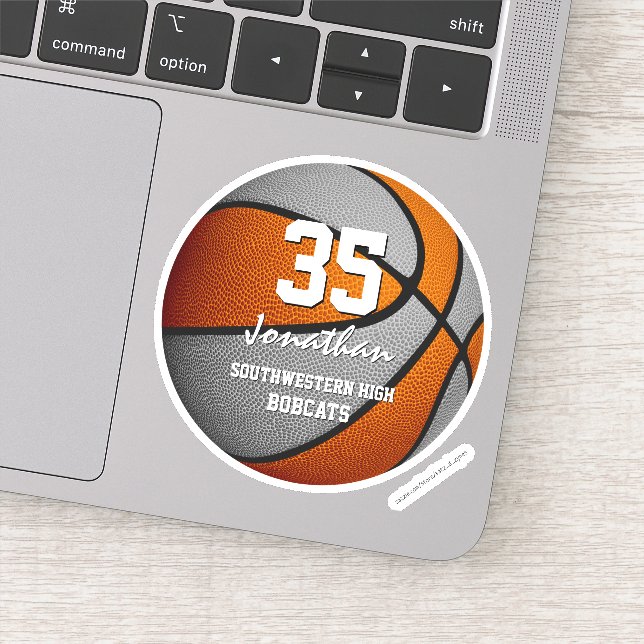 Pegatina Naranja equipo de baloncesto gris colores regalos  (Detalle)