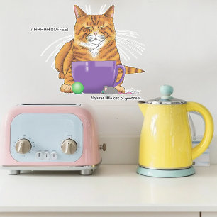 Pegatina Naranja Ginger Coffee Cat Funny
