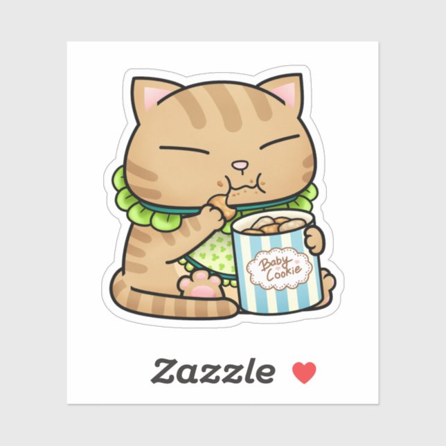 Pegatina Naranja lindo bebé gato (Hoja)