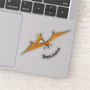 Pegatina Naranja lindo y gracioso personalizado pterodáctil