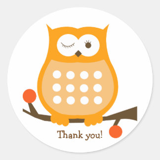 Pegatina naranja OWL Round Favor | SELLO PARA SOBR