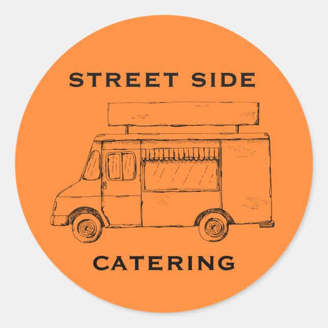 Pegatina Naranja Personalizado de Food Truck (Anverso)
