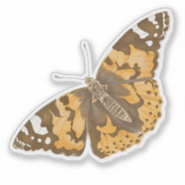 Pegatina Naranja realista y mariposa de piel marrón