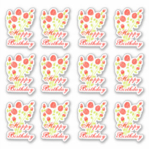 Pegatina Naranja Rojo Floral Sticky