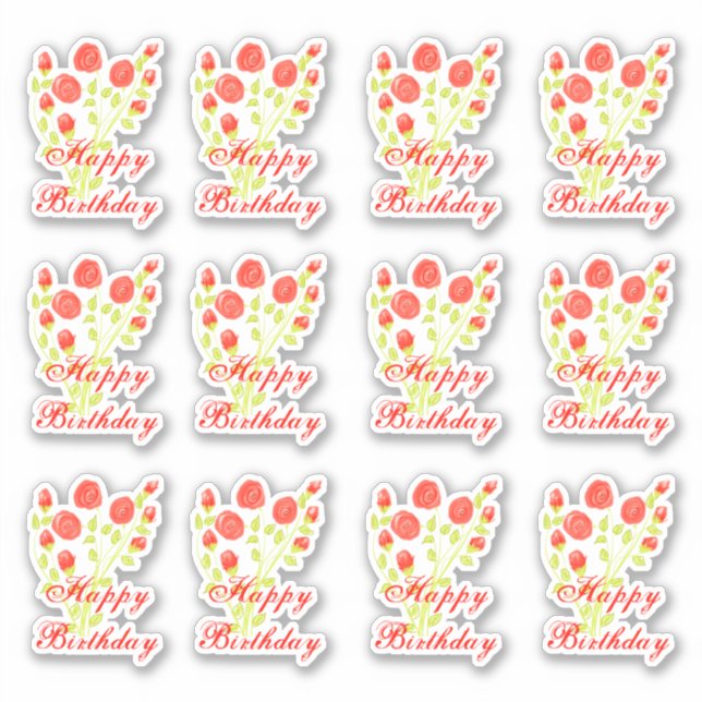 Pegatina Naranja Rojo Floral Sticky (Anverso)