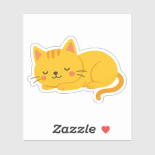 Pegatina Naranja somnoliento Tabby Cat