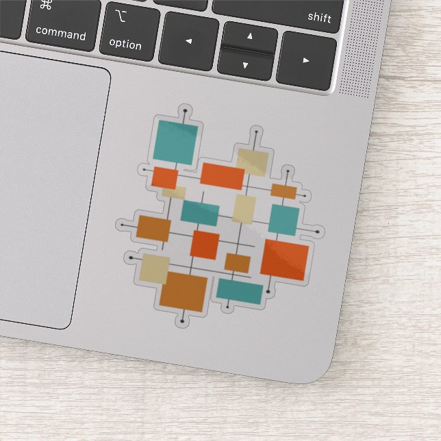 Pegatina Naranja turquesa cuadradas a mediados del siglo (Detalle)