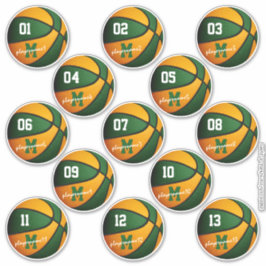 Pegatina naranja verde personalizado de baloncesto nombres 