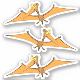 Pegatina Naranja volador gracioso personalizado pterodáctil