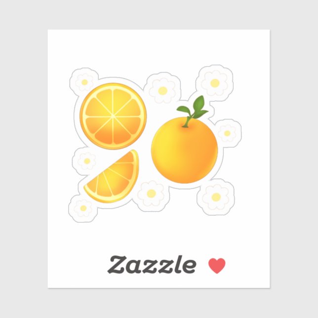 Pegatina Naranjas y flores blancas (Hoja)