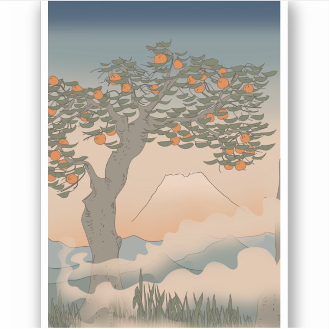 Pegatina Naranjo japonés en la niebla (Anverso)