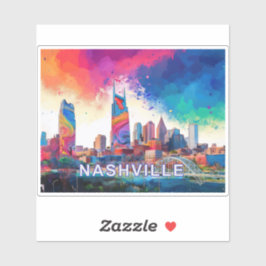 Pegatina Nashville Skyline Resumen de arte