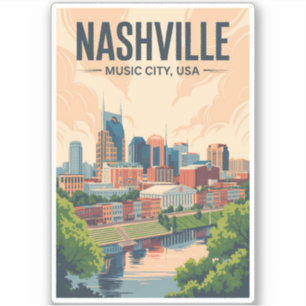 Pegatina Nashville Tennessee horizonte turístico arte vinta