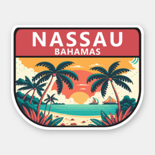 Pegatina Nassau Bahamas retro emblem