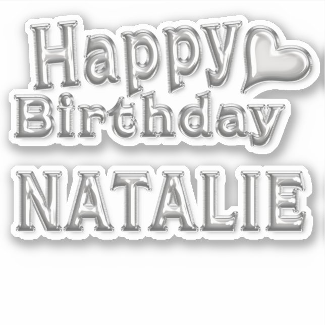 Pegatina Natalie Happy Birthday silver Aufkleber Sticker (Anverso)
